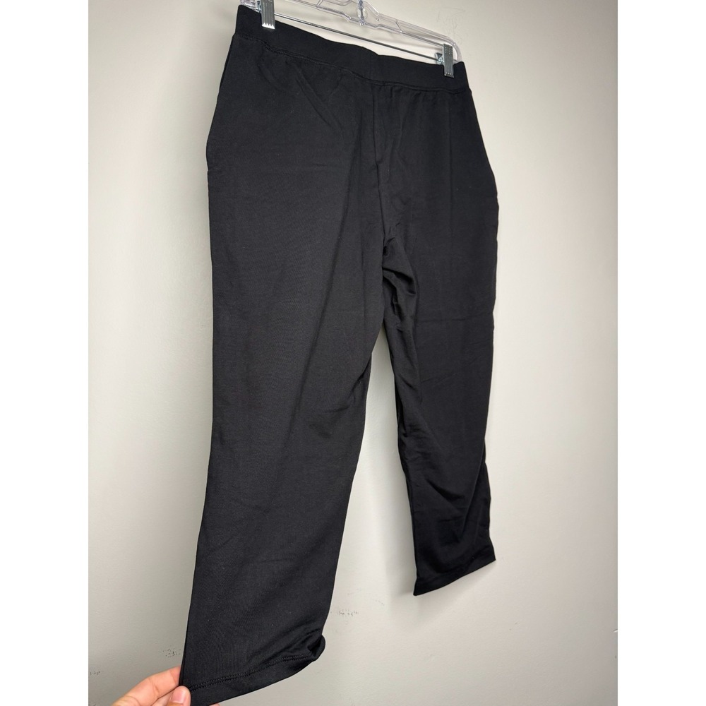 Denim & Co. Petite Active French Terry Crop Pant‎ Black Petite X-Small A475901 - Picture 3 of 4